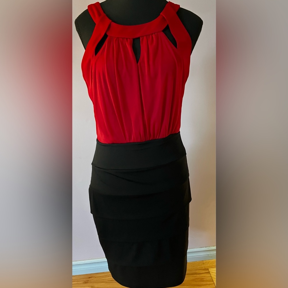 EUC Sexy Red & Black Bodycon Bandage Dress Size 12